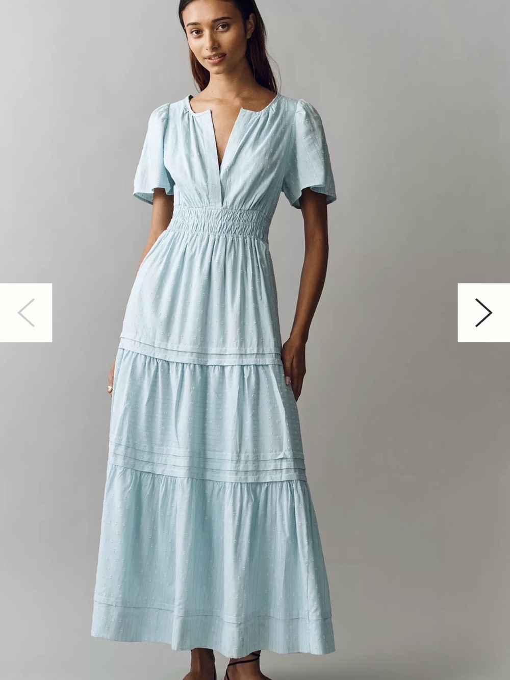 NWT Anthropologie Pale Blue Tiered Maxi Dress
